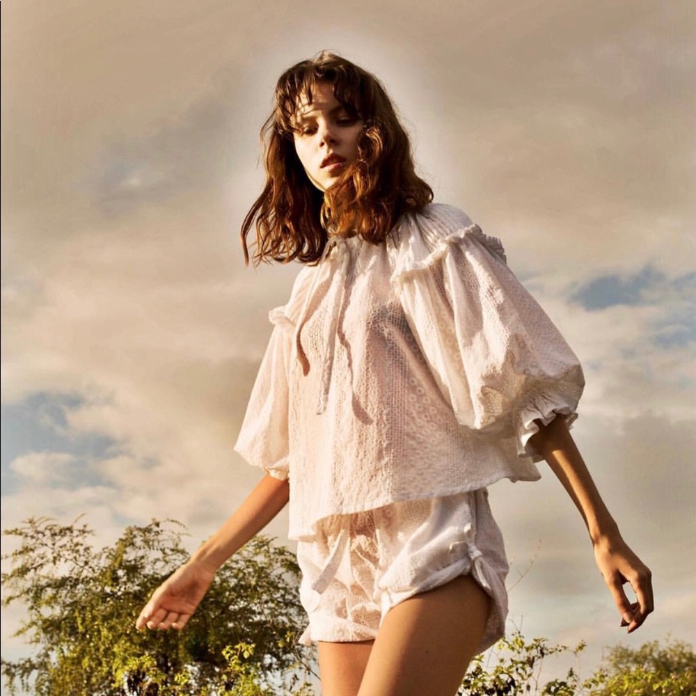 Innika Choo Mustard Broderie Anglaise Smock Top